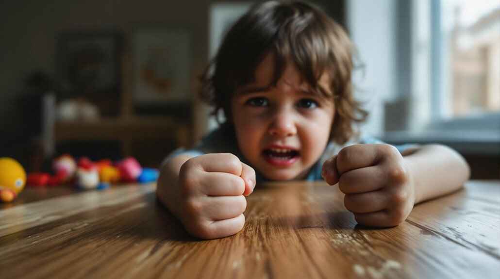 Boy angry and forming fists with his hands